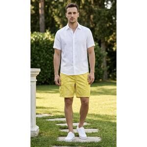 Tommy Bahama Palms Cargo Shorts Casual Summer Yellow Mens Size L